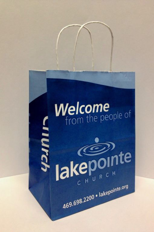 Welcome Lakepointe church-white kraft custom print