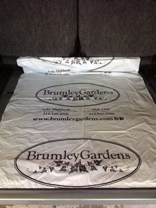 Brumley Gardens trunk liner - white film printed black ink